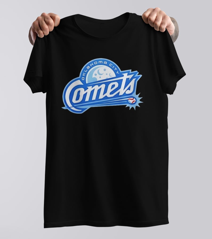 Oklahoma City Comets Baseball Team Moon And Star Baseball T-Shirt