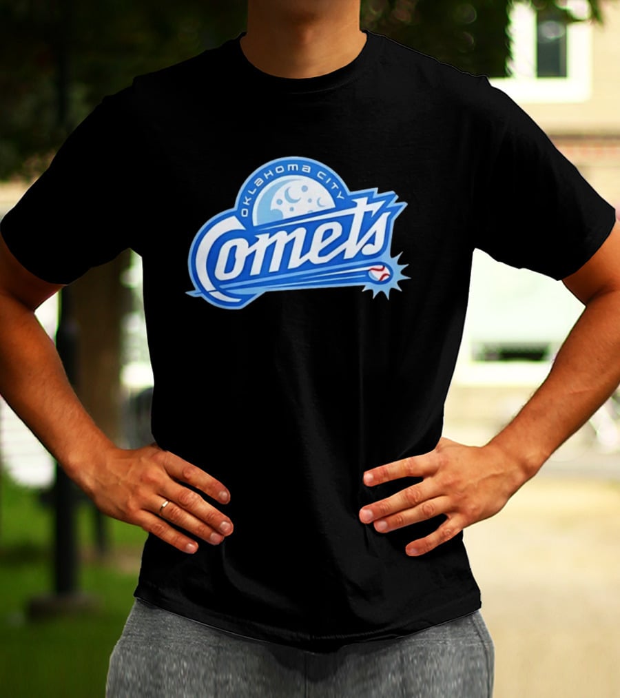 Oklahoma City Comets Baseball Team Moon And Star Baseball T-Shirt
