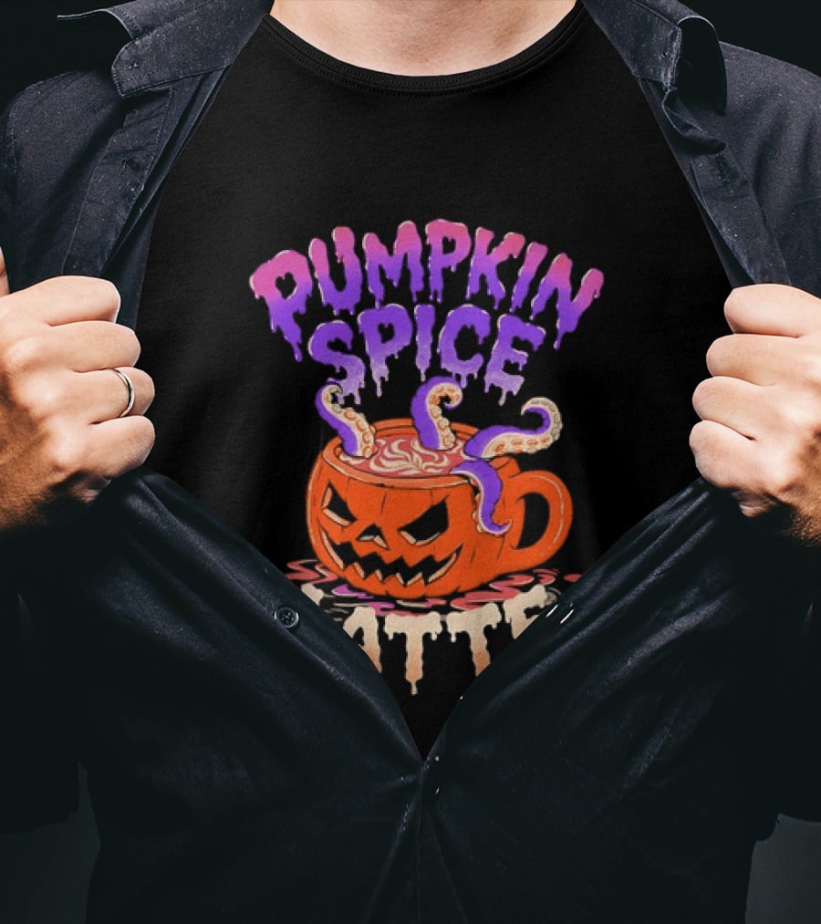 Pumpkin Spice Latte Tentacles Halloween Jack O' Lantern T-Shirt