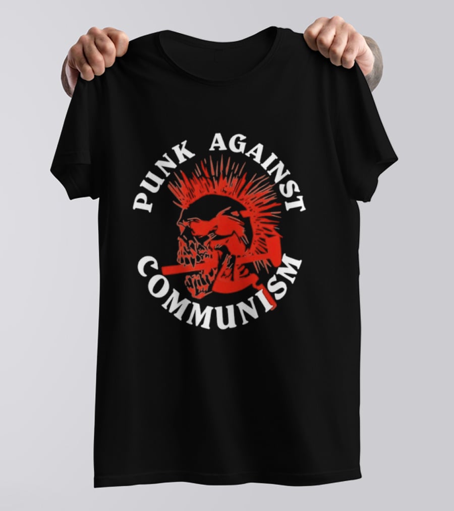 Punk Against Communism Skull Mohawk Anti Communism T-Shirt