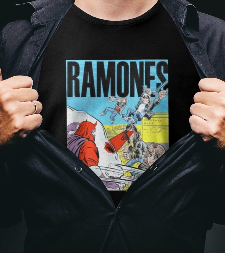 Ramones Rockaway Beach Comic Jack Kirby Style 102nd Street T-Shirt