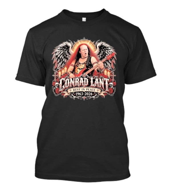 Rest In Peace Conrad Lant 1963 2026 Winged Bass Legend Candle Roses Skulls T-Shirt