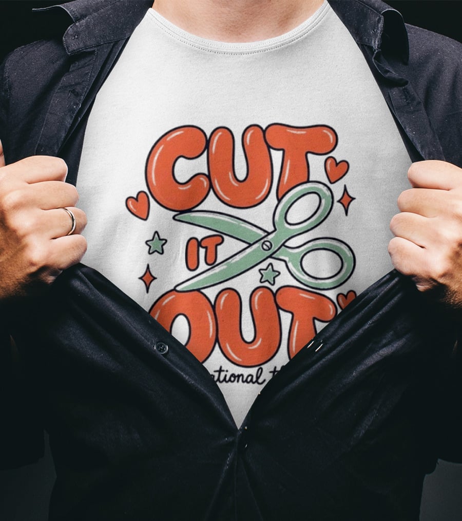 Cut It Out Occupational Therapy Scissors Art Hearts T-Shirt