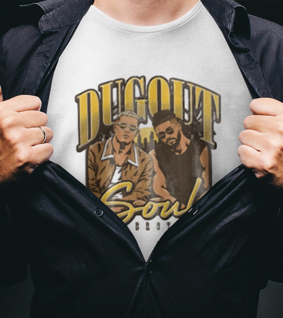 Dugout Soul Brothers Two Men Wearing Sunglasses City Skyline T-Shirt