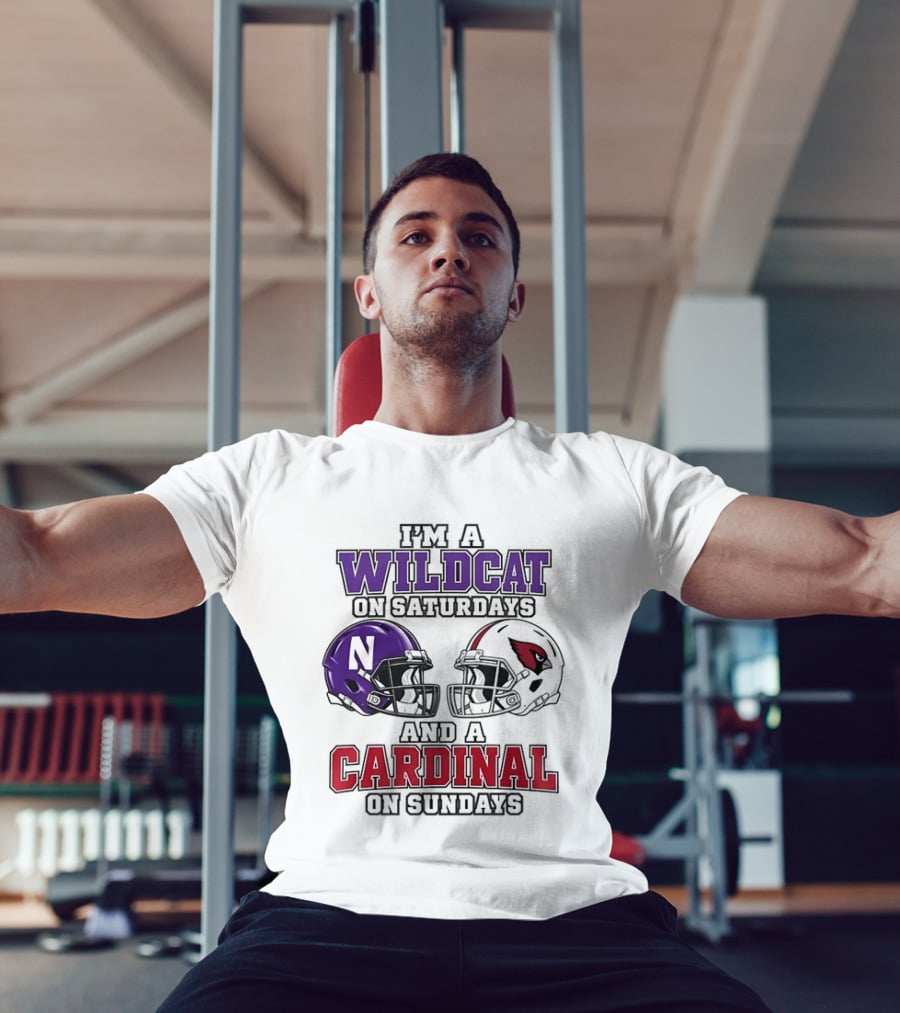 I'm A Wildcat On Saturdays And A Cardinal On Sundays Two Helmets T-Shirt
