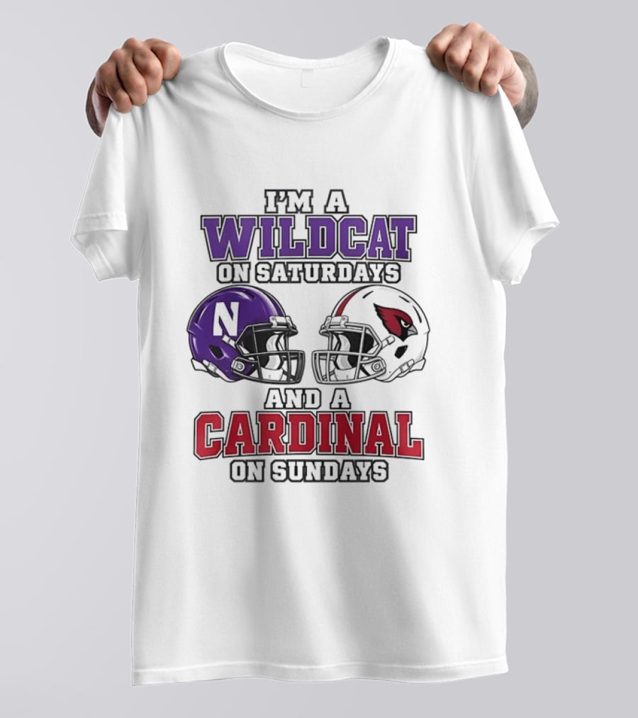 I'm A Wildcat On Saturdays And A Cardinal On Sundays Two Helmets T-Shirt