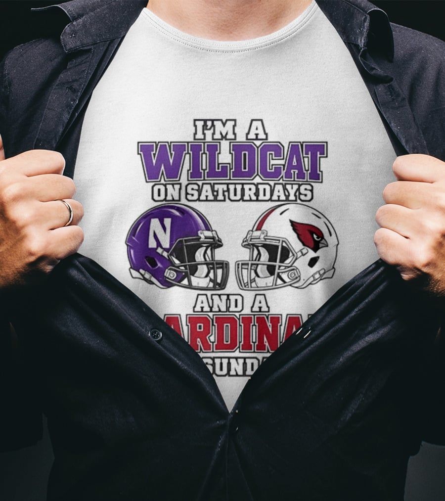 I'm A Wildcat On Saturdays And A Cardinal On Sundays Two Helmets T-Shirt