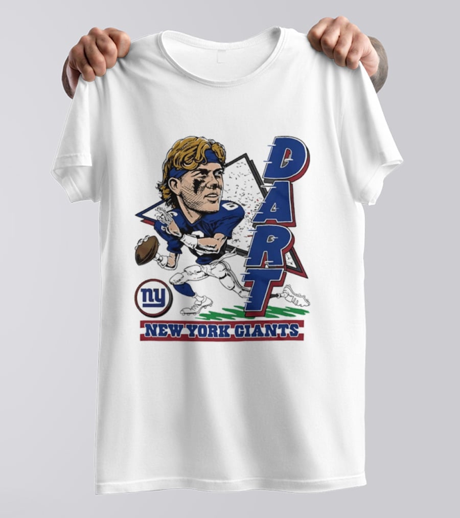 Jaxson Dart New York Giants Quarterback Caricature NFL Football T-Shirt