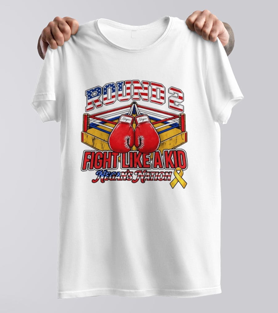 Round 2 Fight Like A Kid Negan's Nation Boxing Gloves Yellow Ribbon T-Shirt