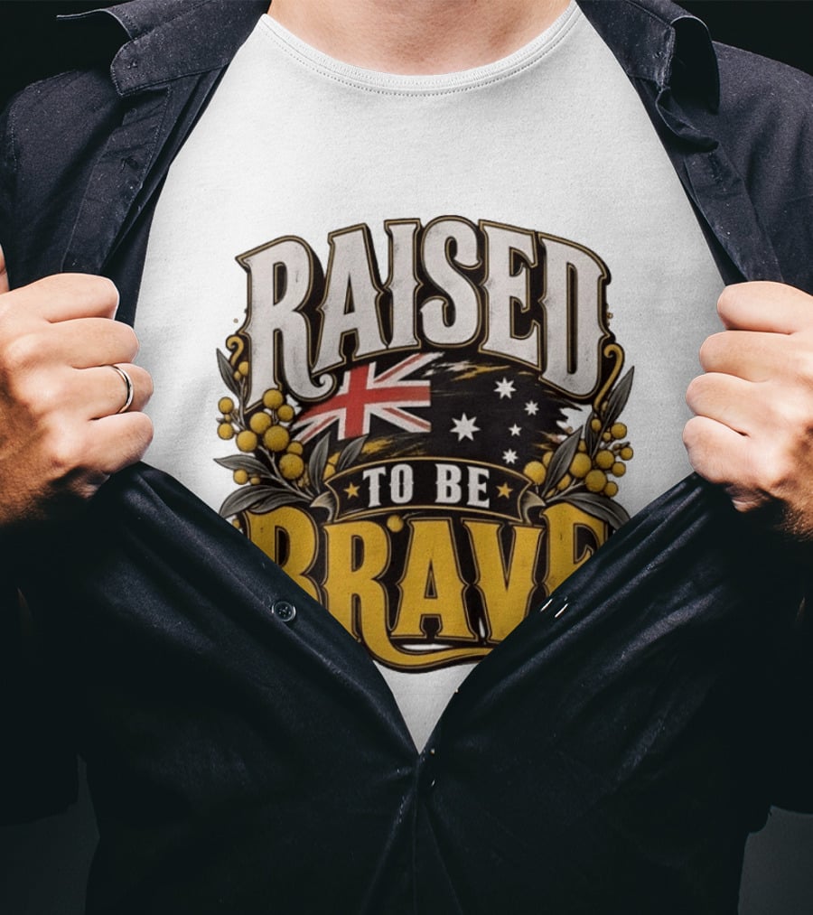 Raised To Be Brave Australian Flag With National Pride And Floral T-Shirt