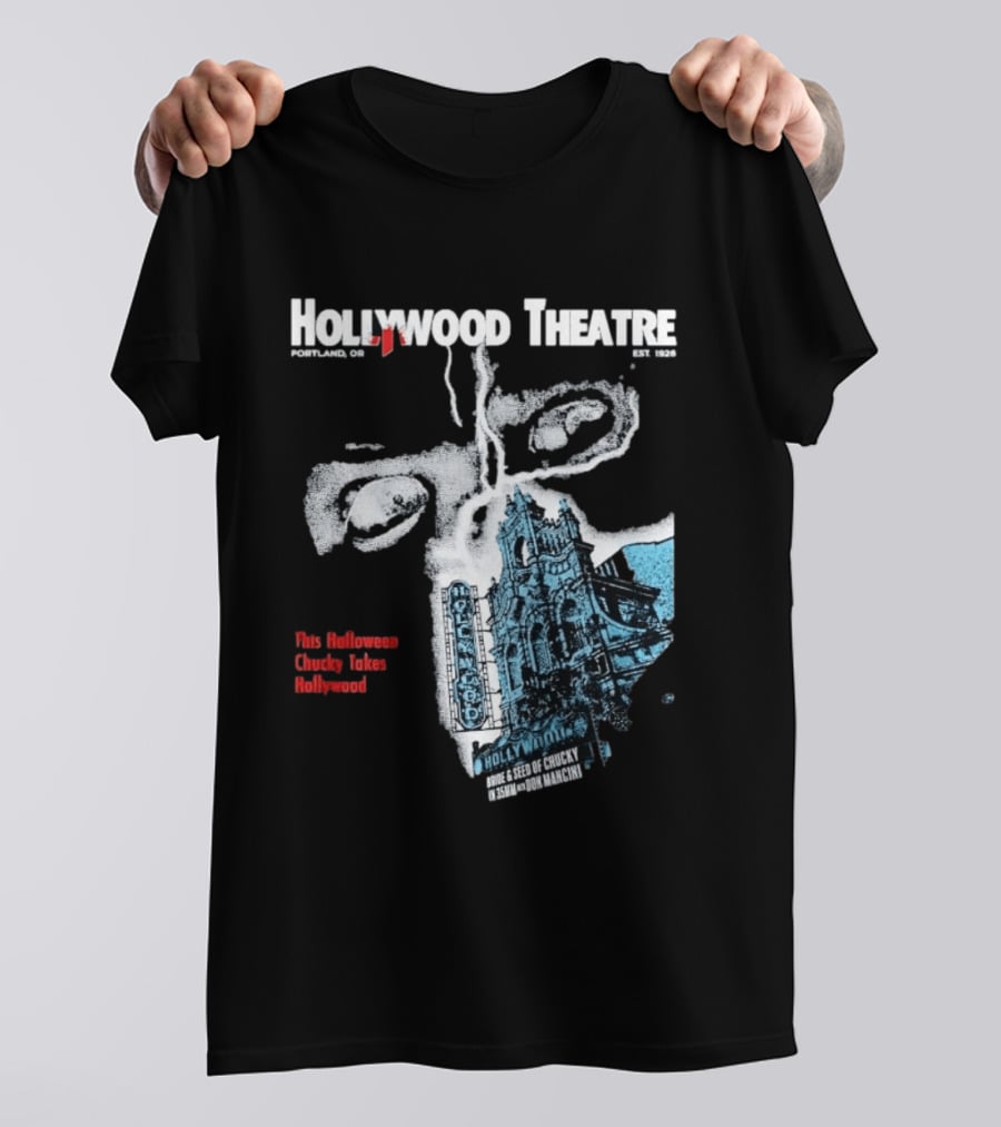 Chucky Takes Hollywood Theatre Portland Halloween Bride Seed Of Chucky 2023 T-Shirt