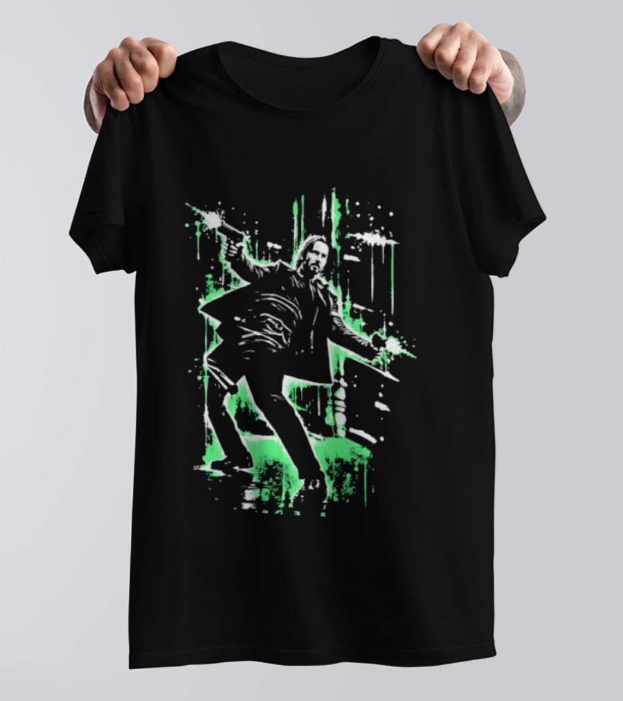 Keanu Reeves John Wick Action Paint Splatter T-Shirt