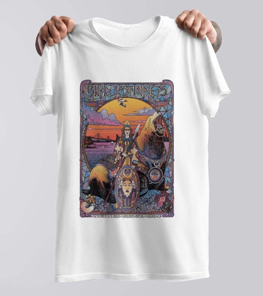 Billy Strings October 2 3 2026 Oakland Arena Vibrant Seal And Bay Bridge T-Shirt
