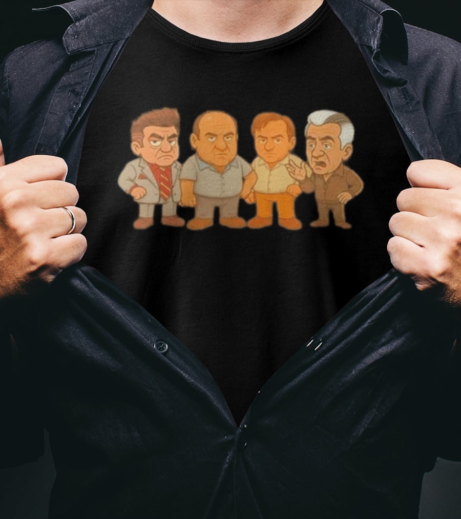 Sopranos Caricature Mobsters Big Head Mafia Characters T-Shirt