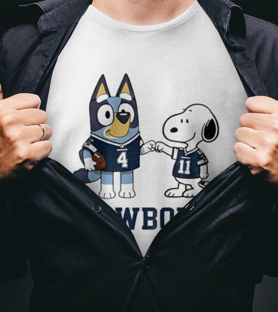Bluey Snoopy Cowboys Football Team Friendship T-Shirt