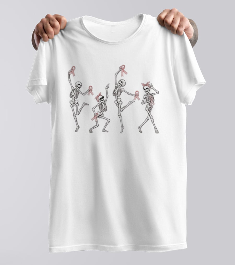 Breast Cancer Awareness Skeleton Ribbon Dance T-Shirt