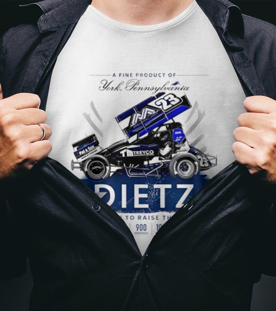 Chase Dietz Sprint Car 23 Driven To Raise The Bar York Pennsylvania Racing T-Shirt