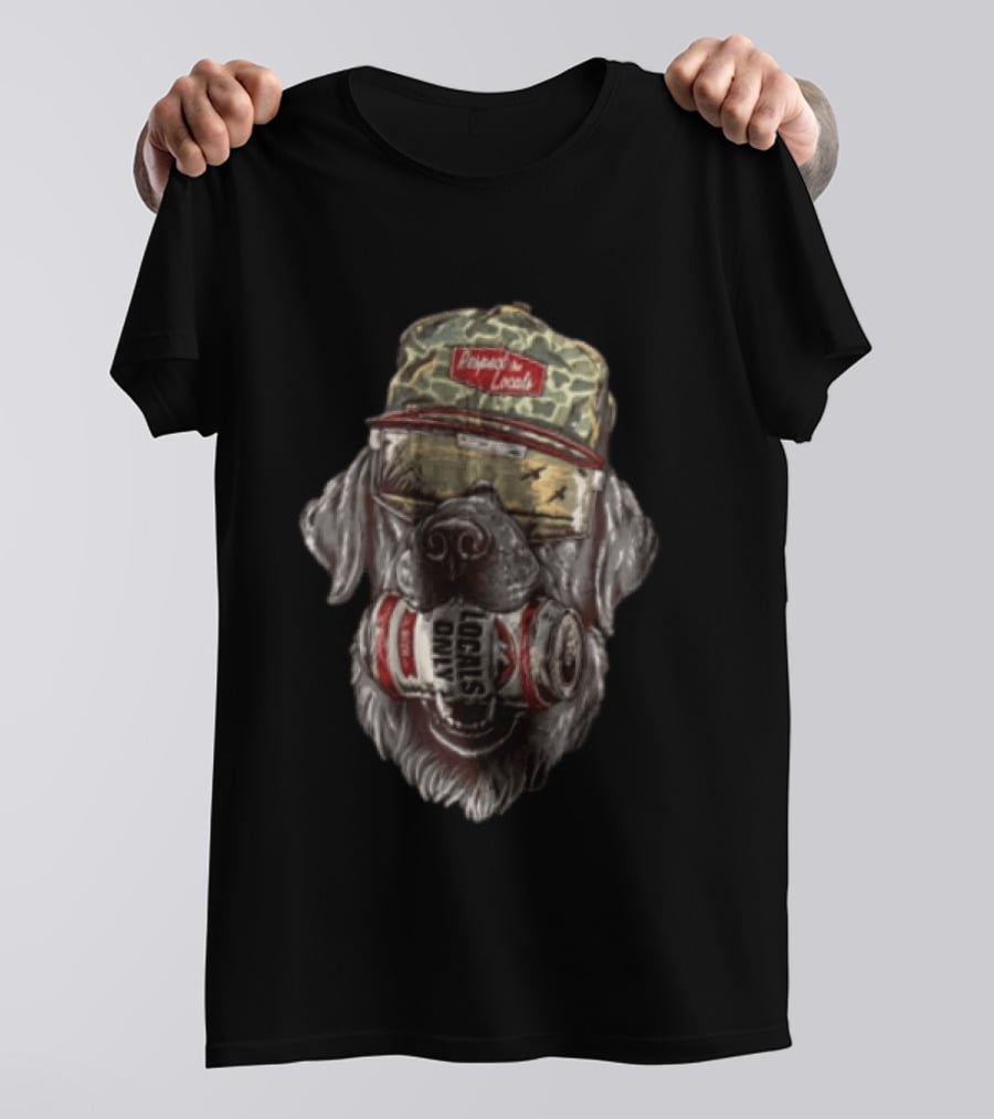 Respect The Locals Labrador Dog Camo Hat Sunglasses Beer Locals Only T-Shirt