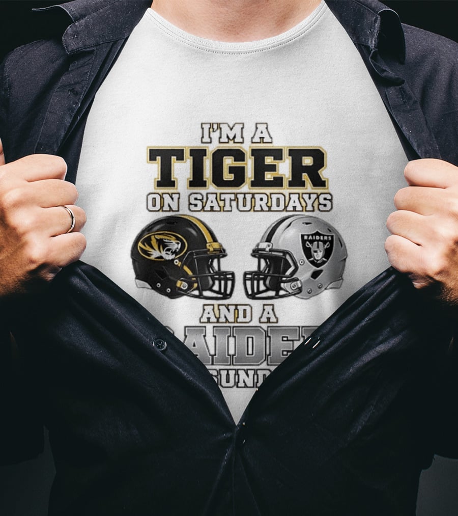 I'm A Tiger On Saturdays And A Raider On Sundays Football Helmets T-Shirt