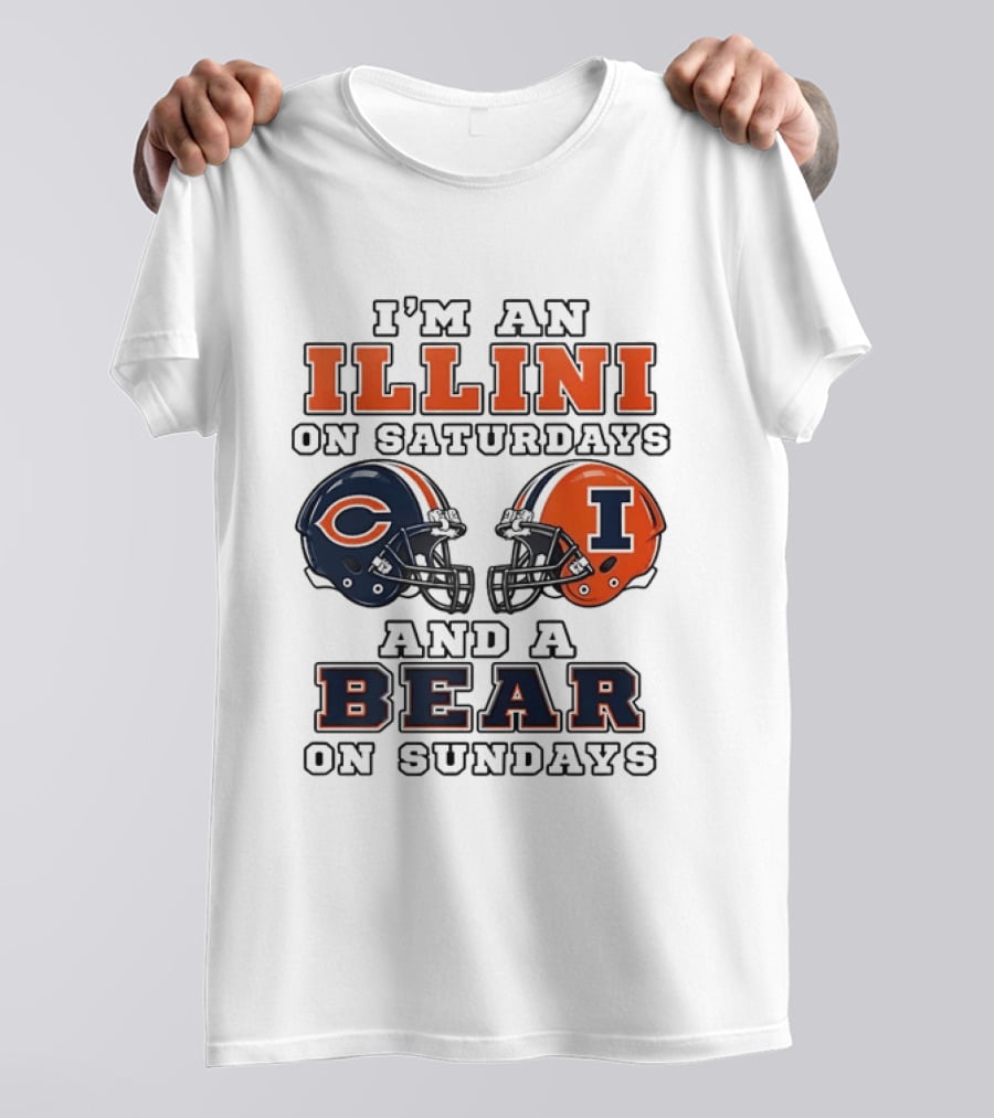 I'm An Illini On Saturdays And A Bear On Sundays Matching Game Day Helmets T-Shirt