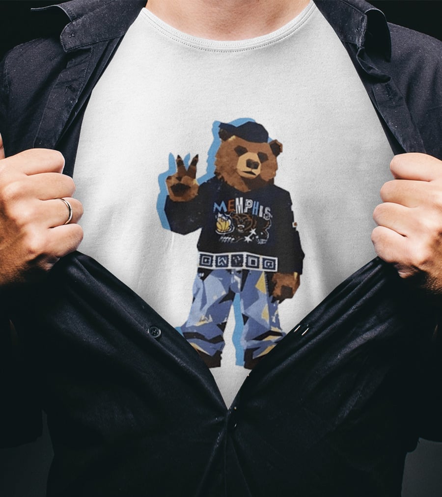 Memphis Grizzlies Bear Peace Sign Retro Style Fashionable Team Spirit T-Shirt