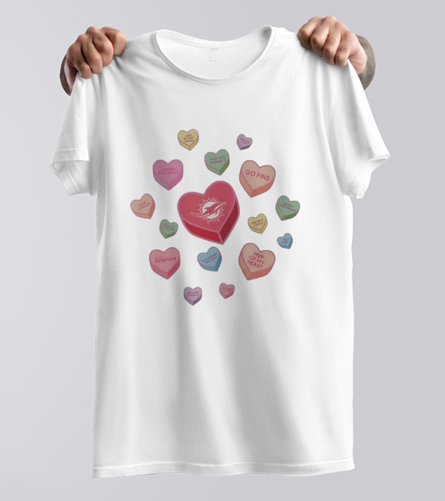 Miami Dolphins Heart Candy Go Fins Sunday Soulmates Overtime Romance MVP Of My Heart T-Shirt