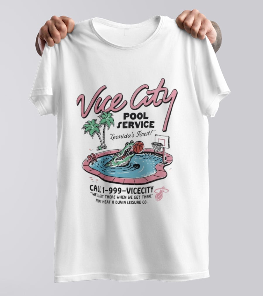Vice City Pool Service Miami Heat X Duvin Leisure Co Leonida's Finest T-Shirt