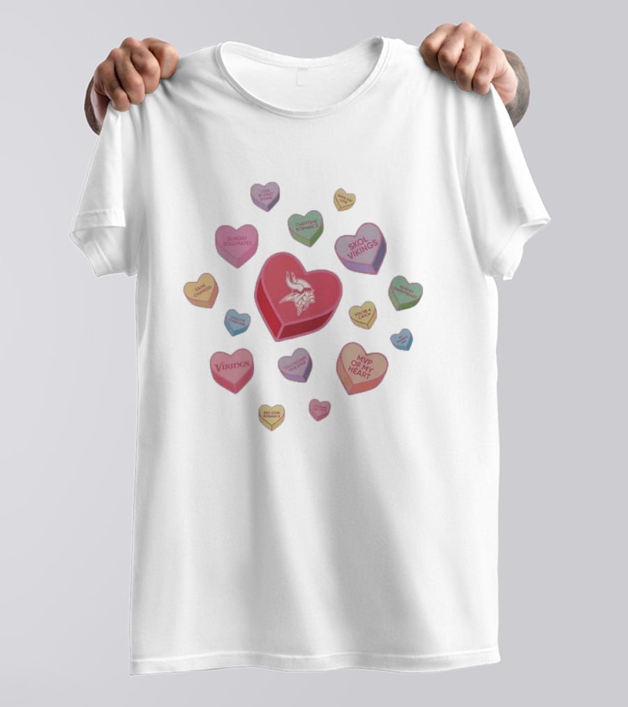 Skol Vikings Valentine Candy Hearts Romance MVP Vikings 2023 Champs T-Shirt