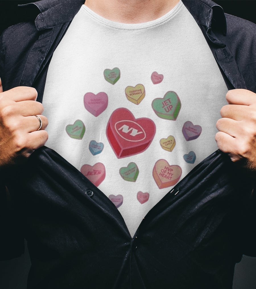 New York Jets Valentine Hearts Sunday Soulmates Jet Up MVP Of My Heart T-Shirt