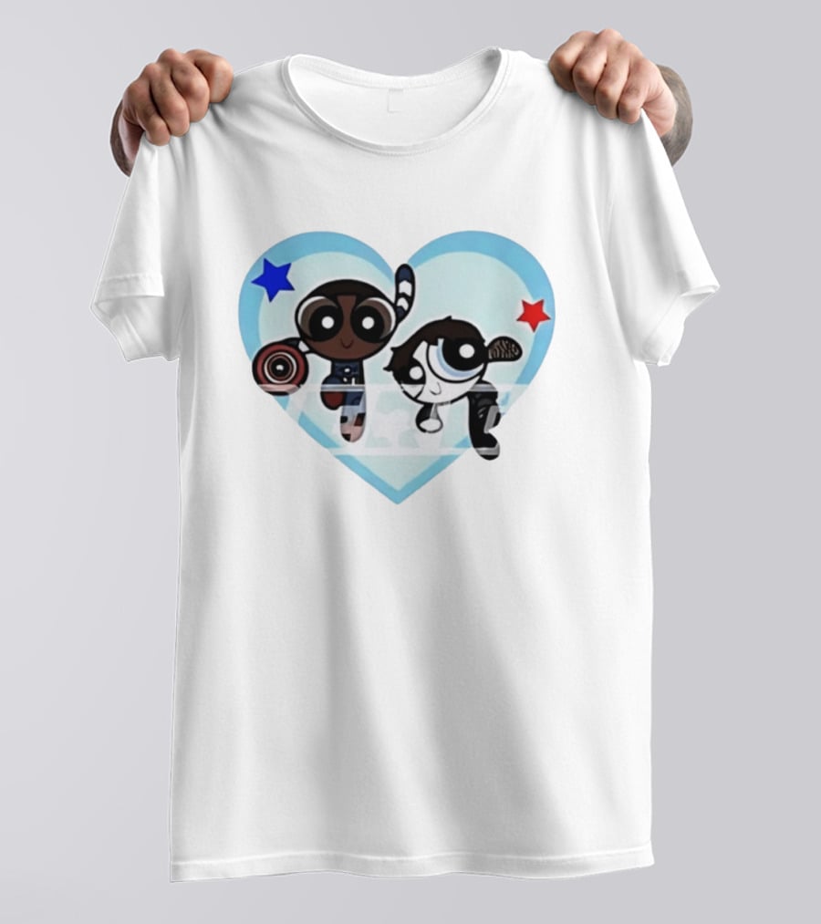 Powerpuff Girls Captain America Winter Soldier Heart Stars T-Shirt