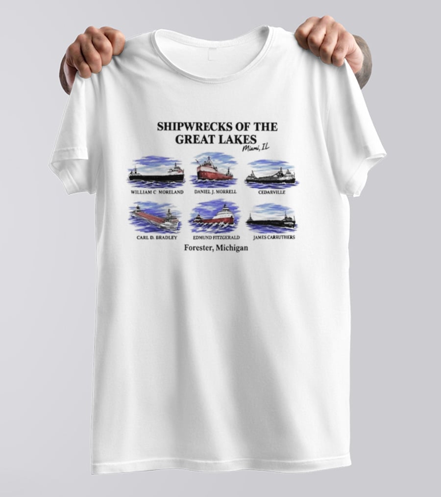 Shipwrecks Of The Great Lakes Edmund Fitzgerald Carl D Bradley Forrester Michigan T-Shirt