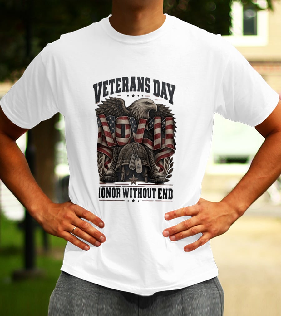 Veterans Day Nov 11 American Eagle Honor Without End T-Shirt