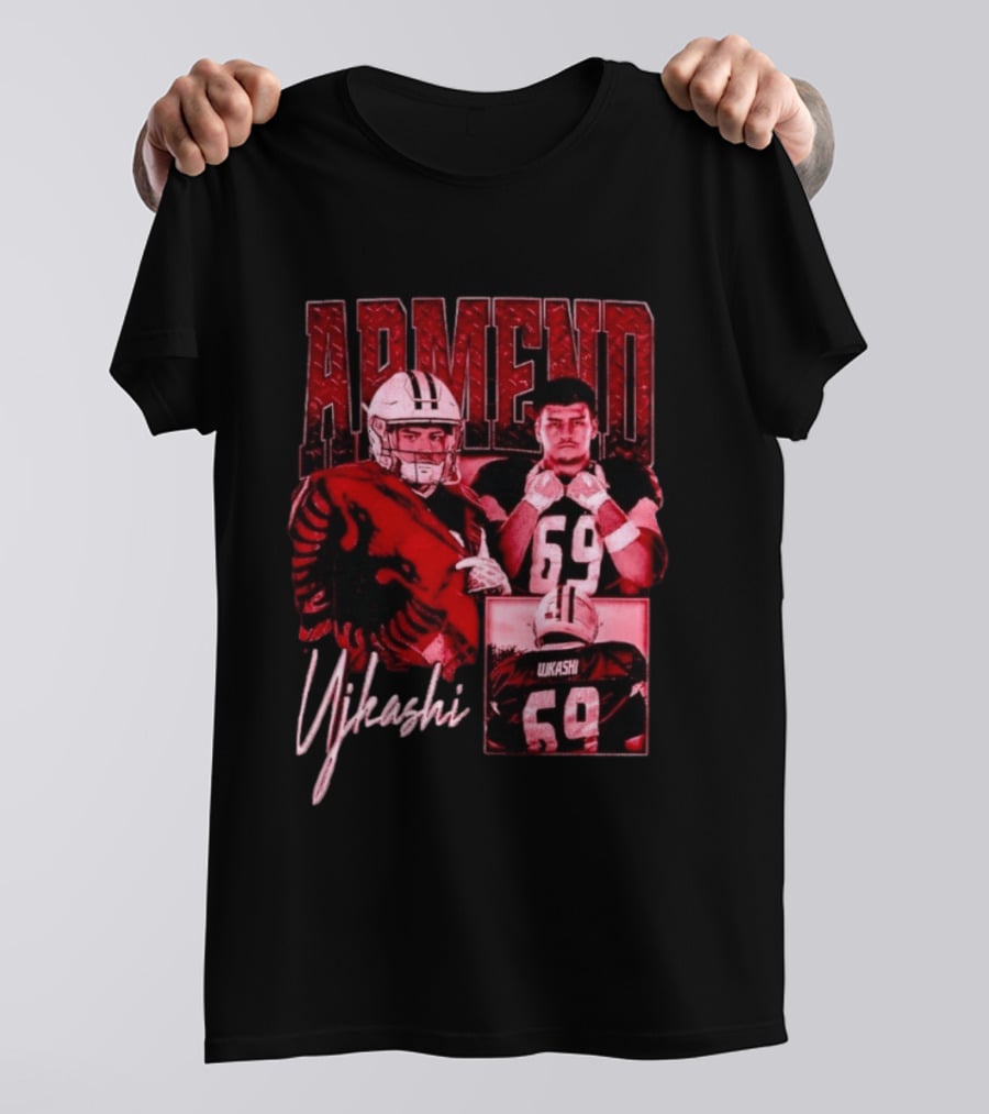 Armend Ujkashi 69 Football Player Athlete Championship Ready Red And Crimson T-Shirt