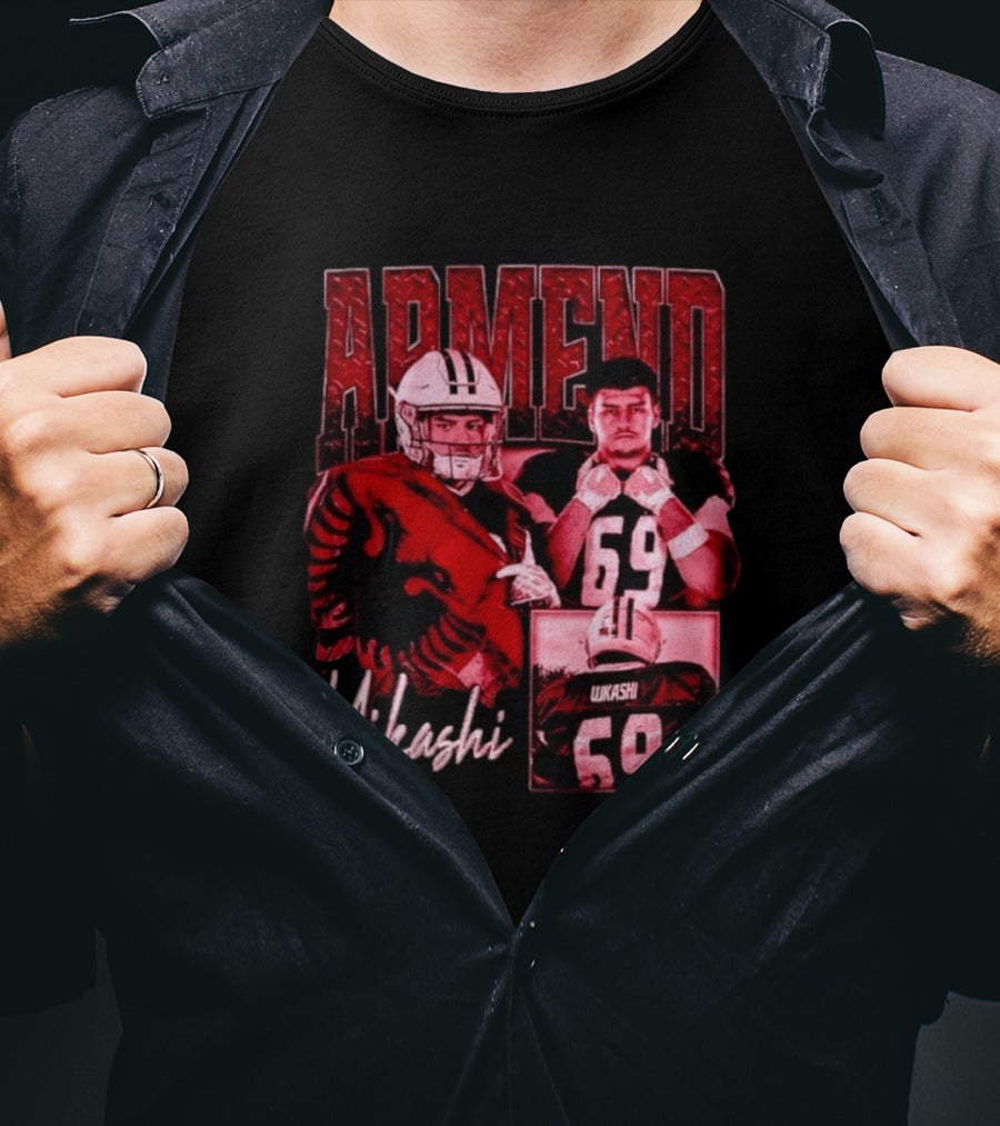 Armend Ujkashi 69 Football Player Athlete Championship Ready Red And Crimson T-Shirt