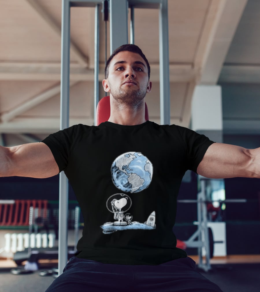 Snoopy And Woodstock Astronauts So Far Away With Earth And Rocket T-Shirt