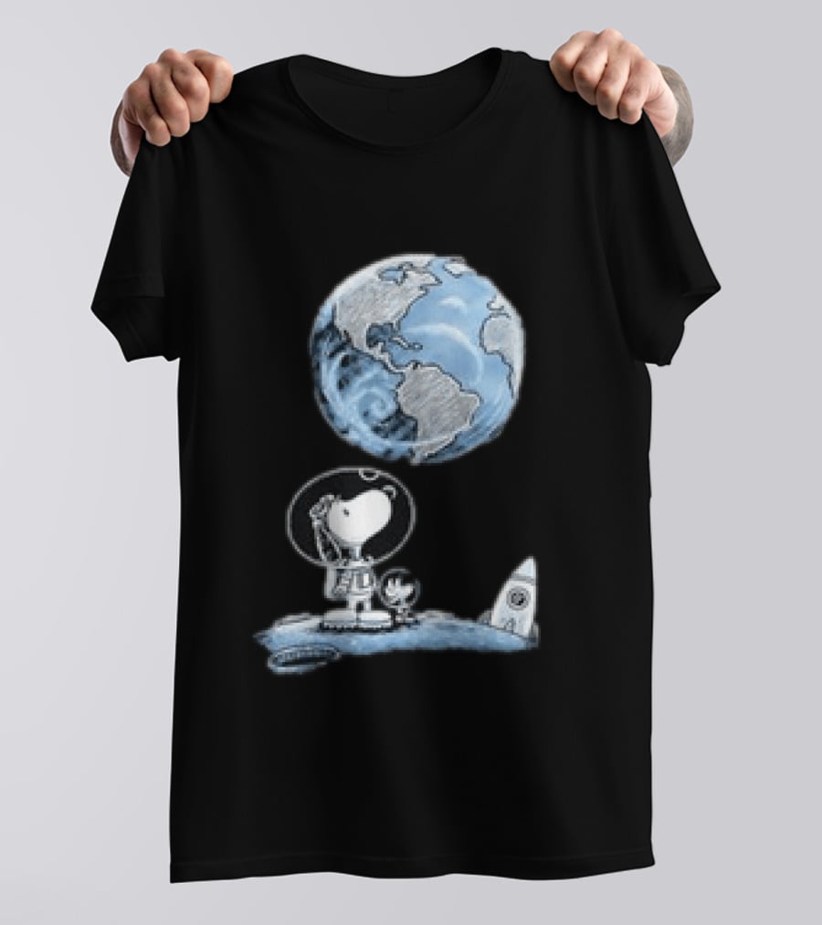 Snoopy And Woodstock Astronauts So Far Away With Earth And Rocket T-Shirt