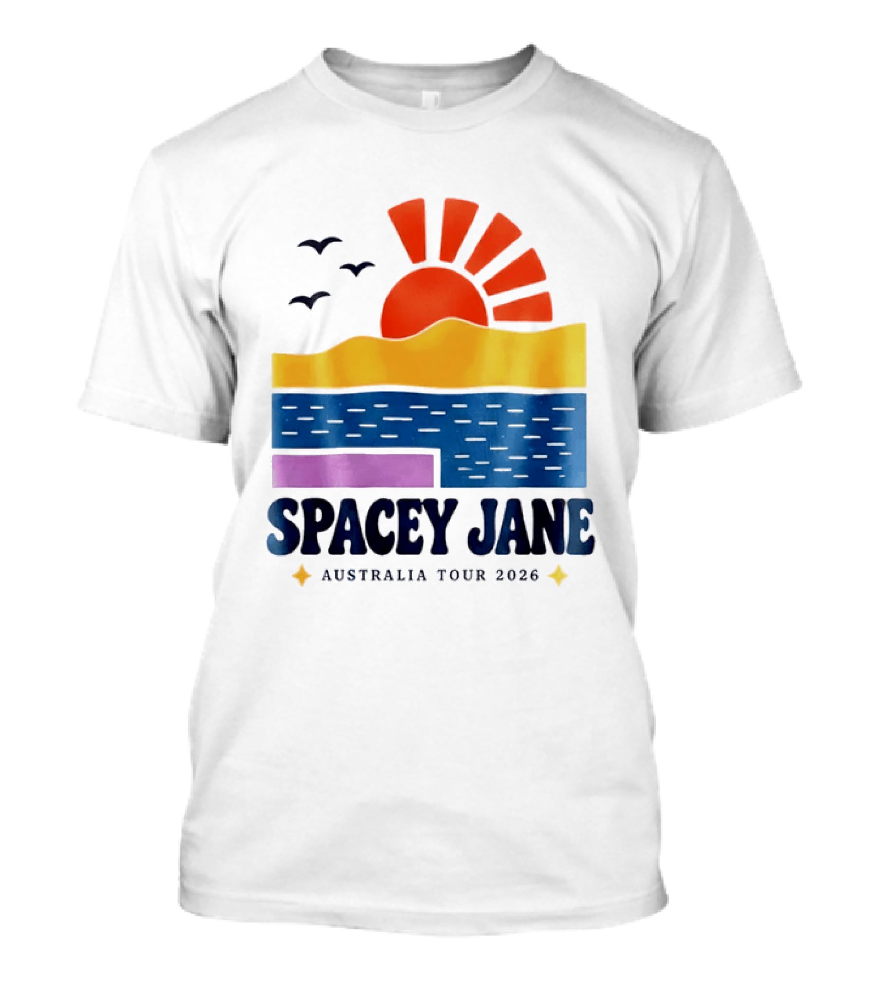 Spacey Jane Australia Tour 2026 Indie Rock Ocean Sunset Birds T-Shirt