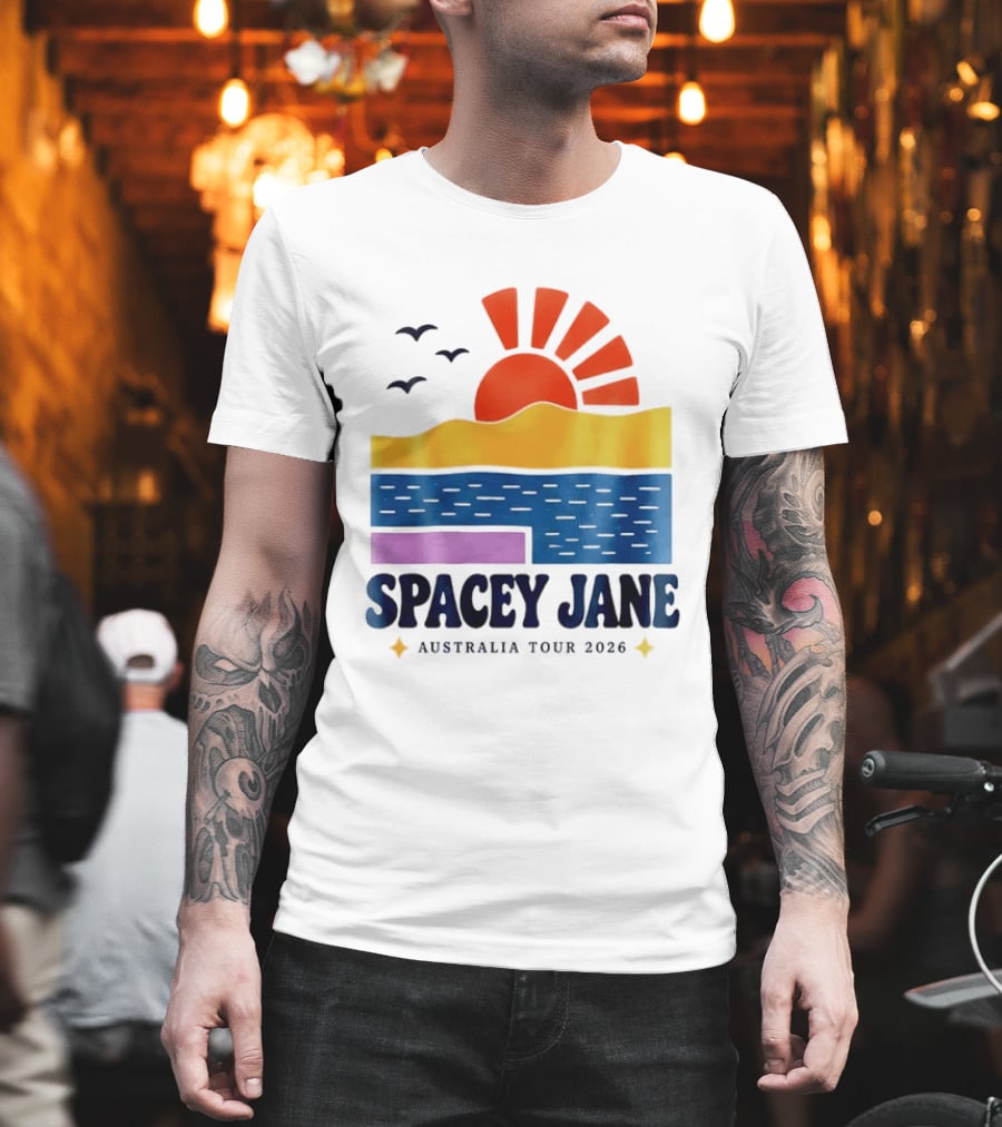 Spacey Jane Australia Tour 2026 Indie Rock Ocean Sunset Birds T-Shirt