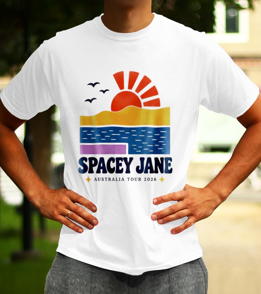 Spacey Jane Australia Tour 2026 Indie Rock Ocean Sunset Birds T-Shirt