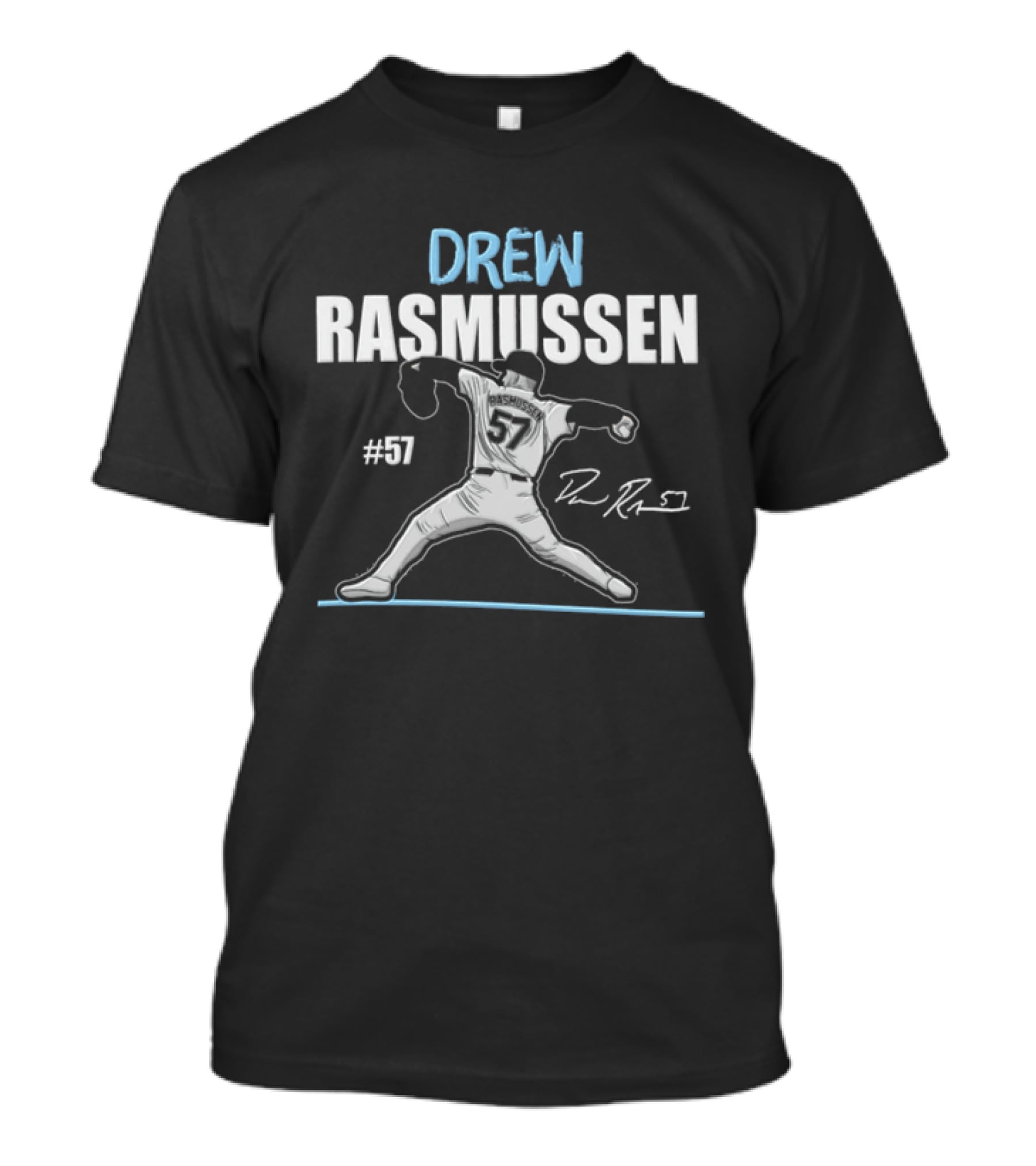 Drew Rasmussen #57 Tampa Bay Rays Pitcher Signature T-Shirt