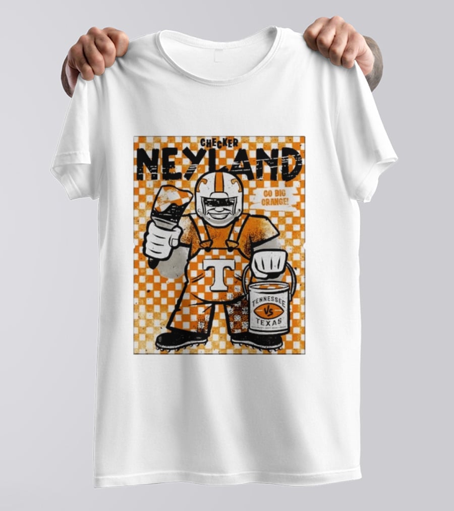 Checker Neyland Go Big Orange Tennessee Volunteers VS Texas Saturday T-Shirt
