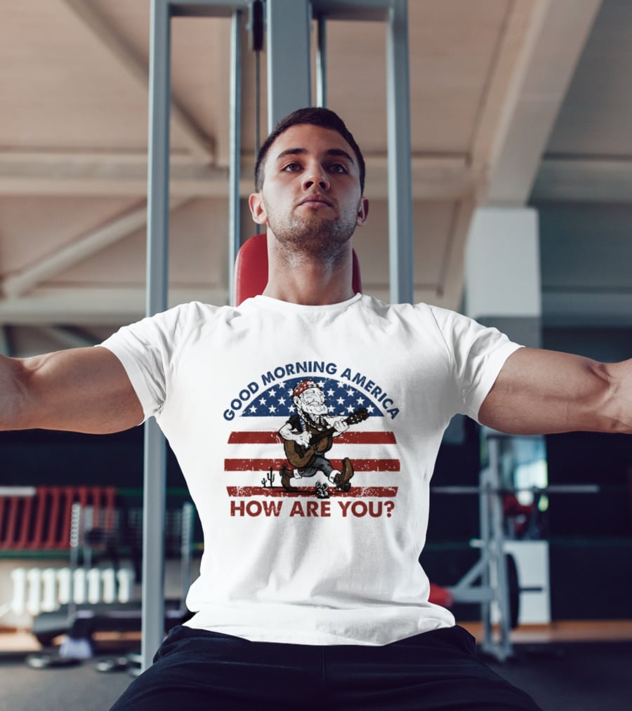 Good Morning America How Are You Willie Nelson Patriotic Guitar Desert Scene T-Shirt