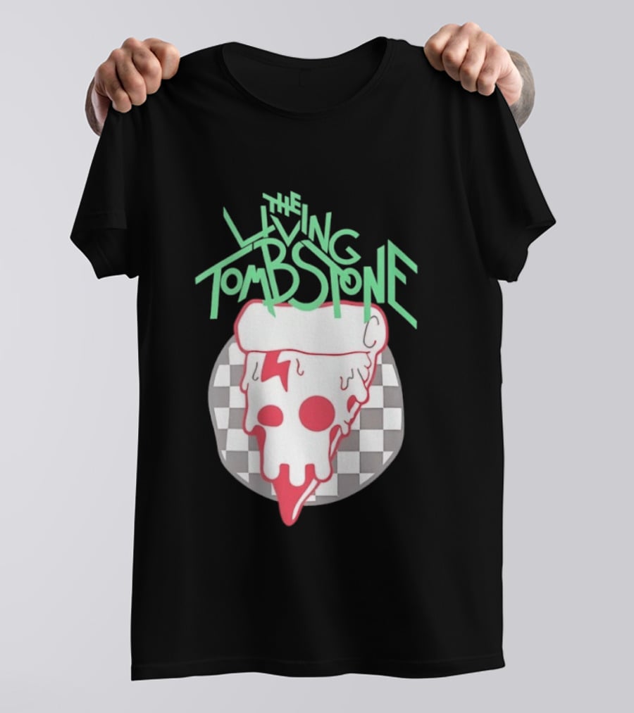 The Living Tombstone Pizza Skull Checkered T-Shirt