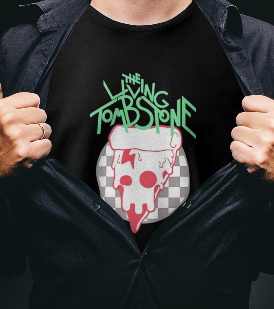 The Living Tombstone Pizza Skull Checkered T-Shirt
