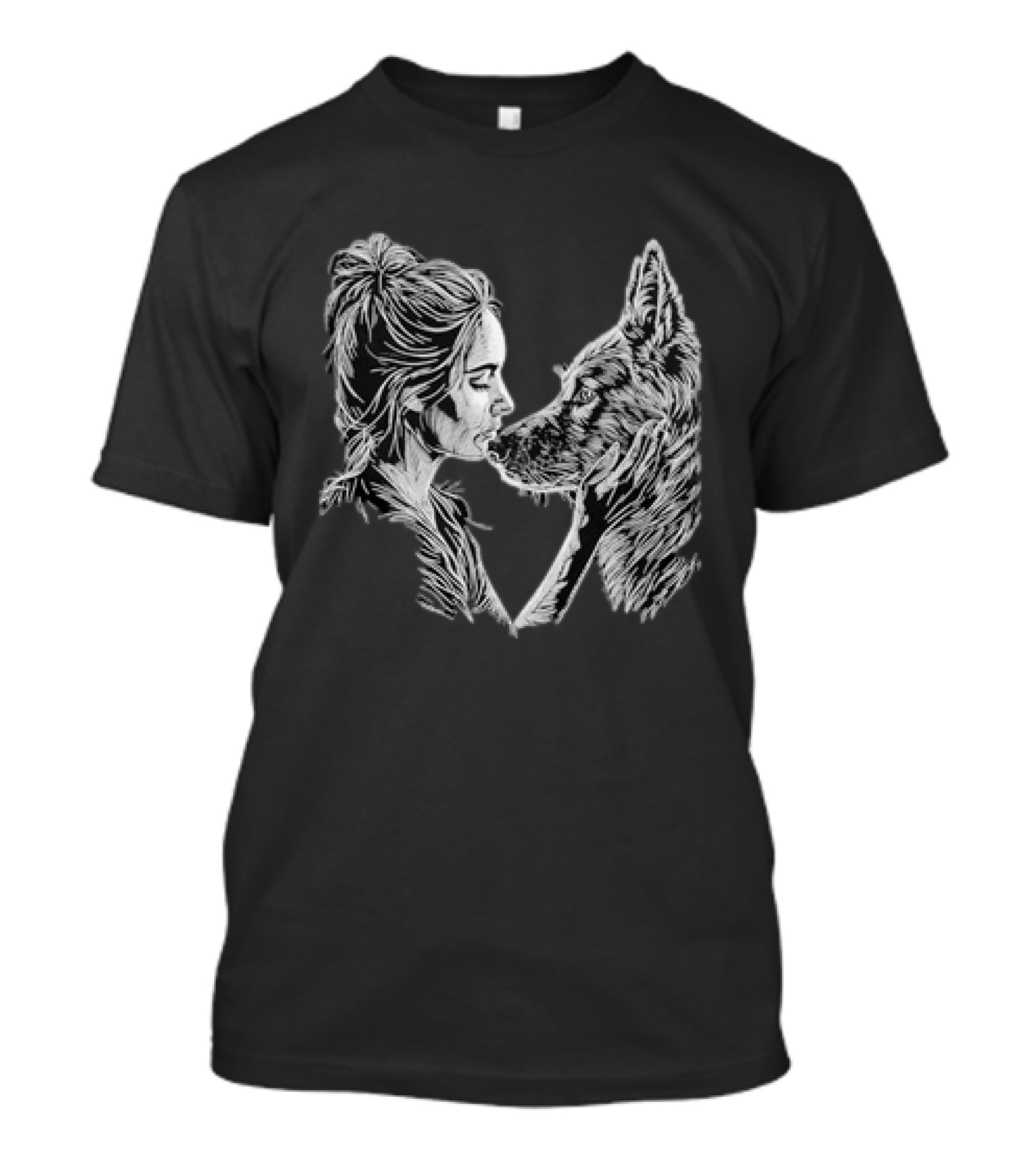 Girl And German Shepherd Dog Line Pet Artful Connection T-Shirt