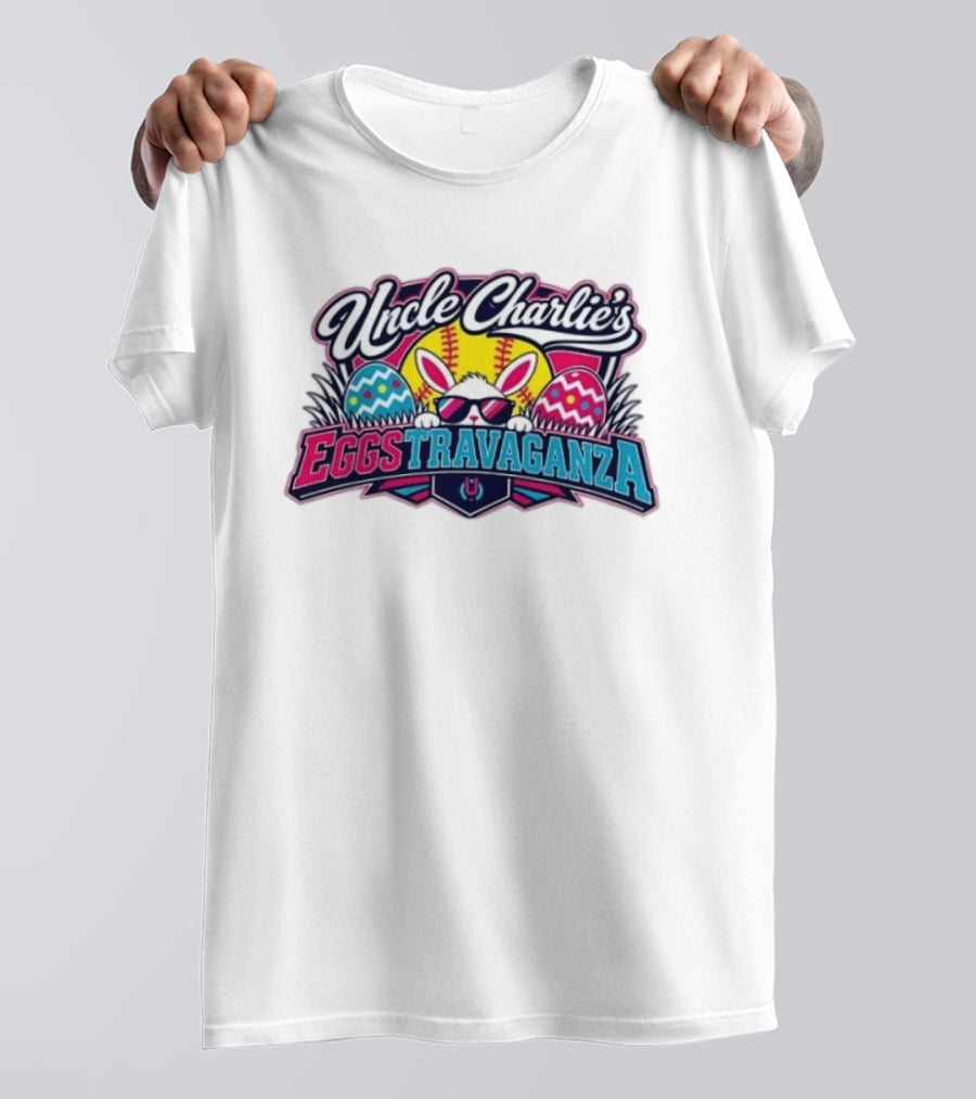 Uncle Charlie's Eggstravaganza Softball Easter Bunny Sunglasses T-Shirt