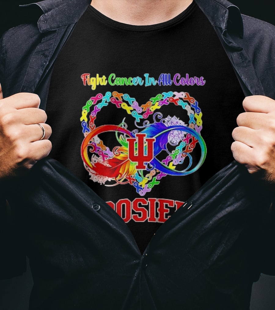 Hoosiers Fight Cancer In All Colors With Heart Symbol And Interlocking Chains T-Shirt