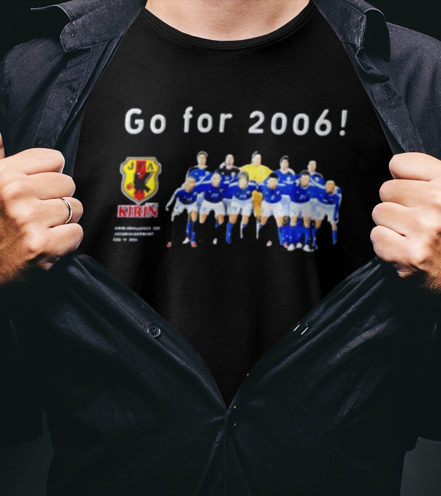 Japan National Football Team Go For 2006 JFA Kirin Soccer Team Photo Blue Jerseys T-Shirt