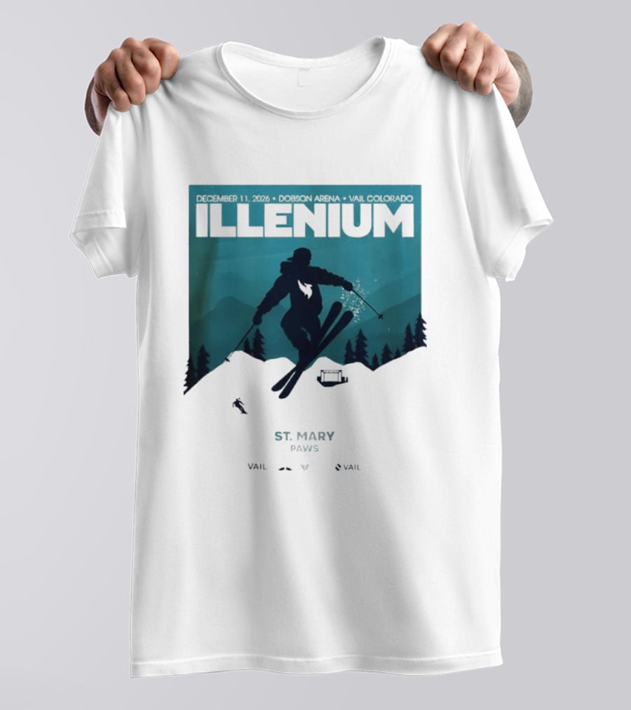 Illenium December 11 2026 Skiing Dobson Arena Vail Colorado Concert St Mary Paws T-Shirt