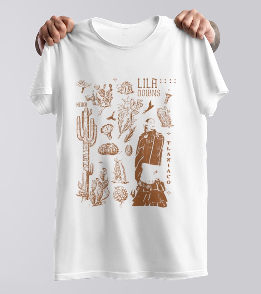 Lila Downs Mexico Tlaxiaco Mexican Singer With Floral And Cactus T-Shirt